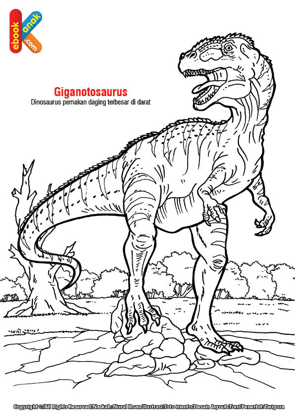 Mewarnai Gambar Dinosaurus Giganotosaurus Ebook Anak