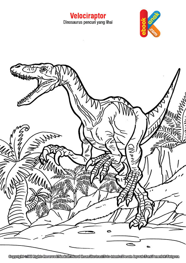 Mewarnai Gambar Dinosaurus Velociraptor Ebook Anak
