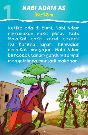 Download JPG printable 100 Kartu Kisah Teladan 25 Nabi dan Rasul; Nabi Adam AS Bertani