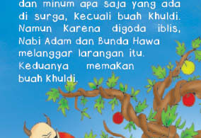 Download JPG printable 100 Kartu Kisah Teladan 25 Nabi dan Rasul; Nabi Adam AS dan Buah Khuldi