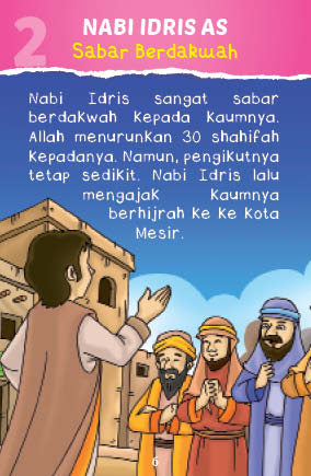 Download JPG printable 100 Kartu Kisah Teladan 25 Nabi dan Rasul; Nabi Idris AS Sabar Berdakwah