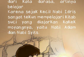 Download JPG printable 100 Kartu Kisah Teladan 25 Nabi dan Rasul; Nabi Idris AS Tekun Belajar