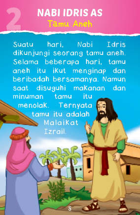 Download JPG printable 100 Kartu Kisah Teladan 25 Nabi dan Rasul; Nabi Idris AS dan Tamu Aneh