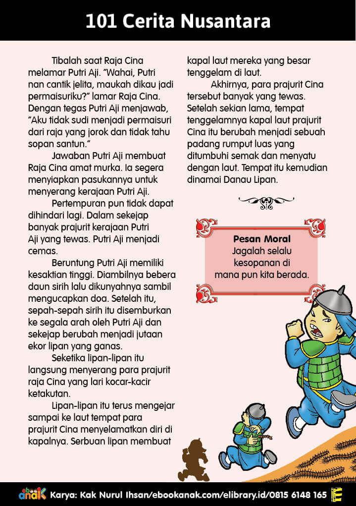 101 Cerita Nusantara, Lipan dari Daun Sirih (Kalimantan Timur) karya Kak Nurul Ihsan (ebookanak.com)