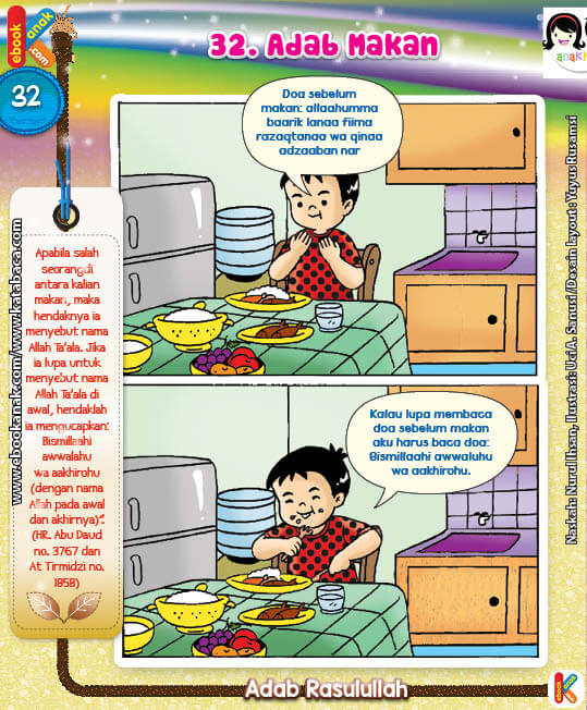 101 Komik Adab Rasulullah, Sebelum Makan Menyebut Nama Allah (32)