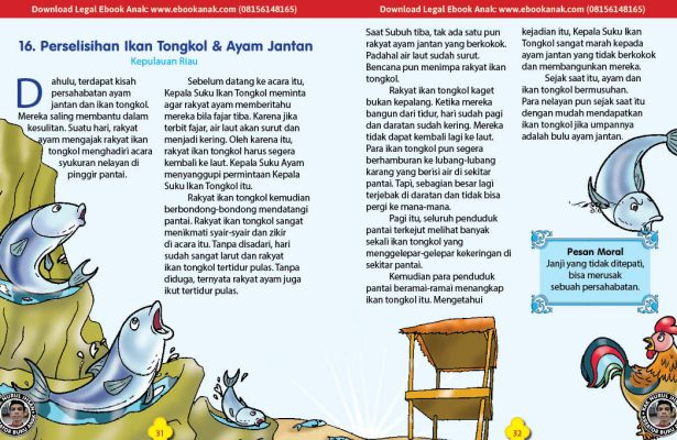 101 cerita nusantara, Perselisihan Ikan Tongkol dan Ayam Jantan (Cerita Rakyat Kepulauan Riau) (16)