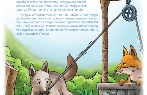 Untung, rubah masih sempat berpegangan pada akar yang tumbuh di dinding sumur.