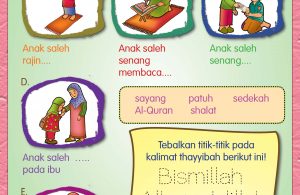 Anak saleh senang membaca Al-Qur'an. Anak saleh senang sedekah.