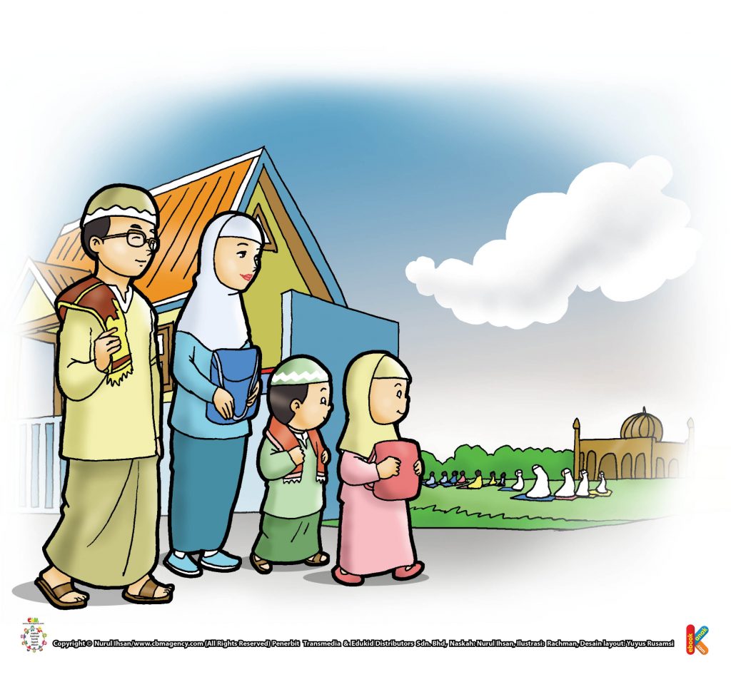 ibadah-dan-aktivitas-anak-soleh-pergi-shalat-idul-fitri-jalan-kaki