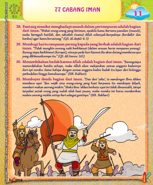 Pantang mundur menghadapi musuh dalam pertempuran adalah bagian dari iman. (QS. Al-Anfal: 4: 5)