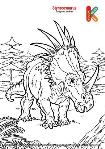 mewarnai gambar dinosaurus Styracosaurus Ebook Anak