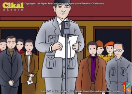 ilustrasi 100 pahlawan Indonesia Ir. Soekarno Memproklamasikan Kemerdekaan Indonesia di Halaman Rumahnya