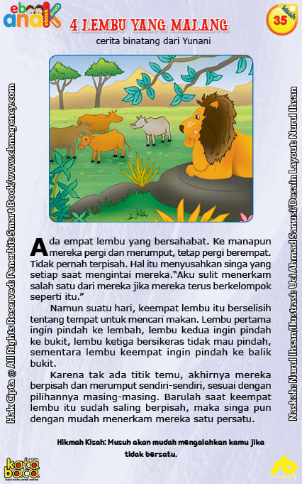 Persahabatan Empat Ekor Lembu Dan Seekor Singa Ebook Anak