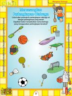 buku pintar aktivitas TK A-B Worksheet PAUD TK Memasangkan Perlengkapan Olahraga
