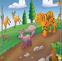 ilustrasi seri dongeng binatang terbaik dunia Harimau Bodoh dan Rubah yang Cerdik