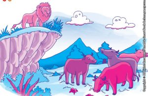 10 menit kumpulan dongeng teladan ilustrasi kisah empat kerbau berselisih dan seekor singa