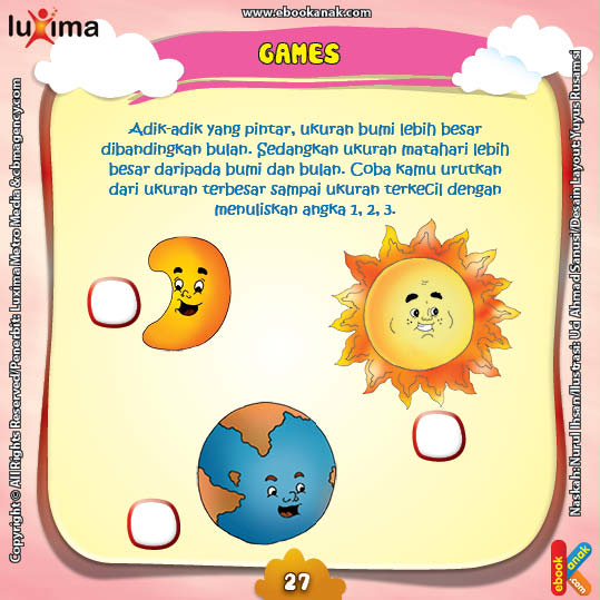 Membandingkan Ukuran Matahari Bumi dan Bulan Ebook Anak