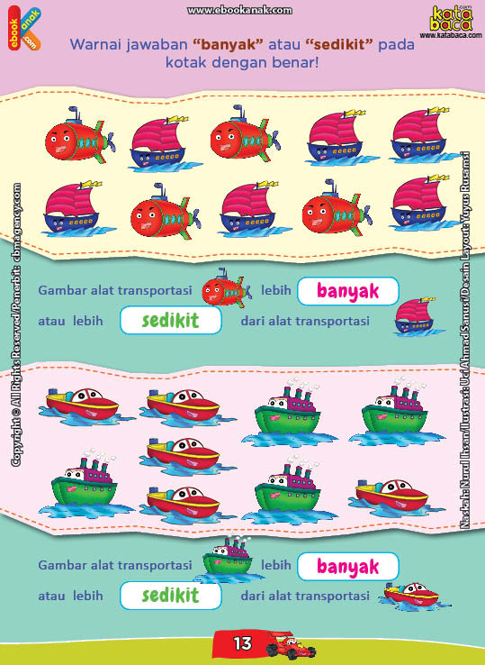  Mewarnai  Jawaban Banyak atau Sedikit pada Kotak Ebook Anak 