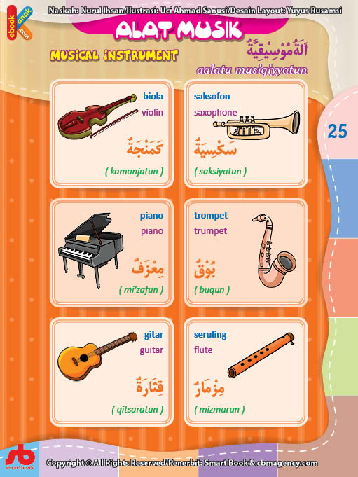 download gratis ebook pdf kamus bergambar 3 bahasa indonesia, inggris, arab nama nama alat musik 1