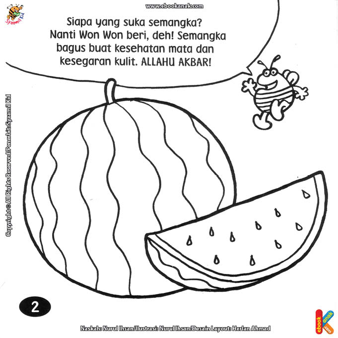 ebook seri mewarnai cerita thayyibah allahu akbar buah semangka bagus untuk kesehatan mata dan kulit