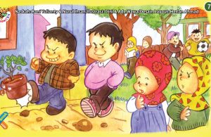ilustrasi seri kebiasaan anak shalih berteman dengan anak shalih