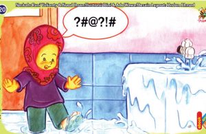 ilustrasi seri kebiasaan anak shalih gunakan air sehemat mungkin