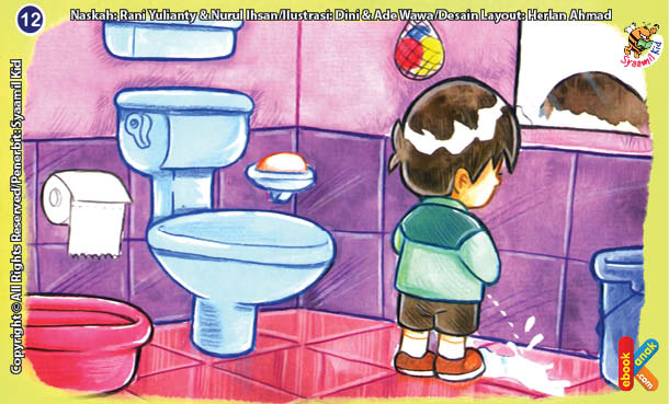 ilustrasi seri kebiasaan anak shalih jika buang air kecil suka jongkok
