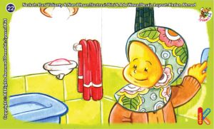 ilustrasi seri kebiasaan anak shalih matikan lampu kamar mandi selesai dipakai
