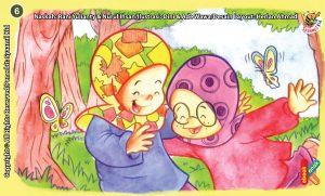 ilustrasi seri kebiasaan anak shalih saling menyayangi sesama teman