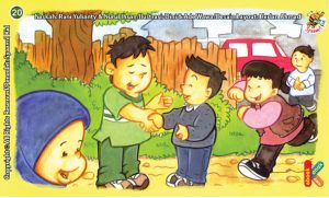 ilustrasi seri kebiasaan anak shalih segera saling memaafkan jika bertengkar