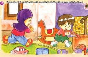 ilustrasi seri kebiasaan anak shalih tidak suka membuang-buang makanan