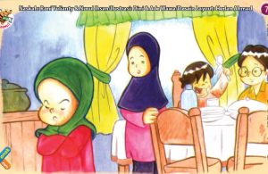 ilustrasi seri kebiasaan anak shalih tidak suka mencela makanan