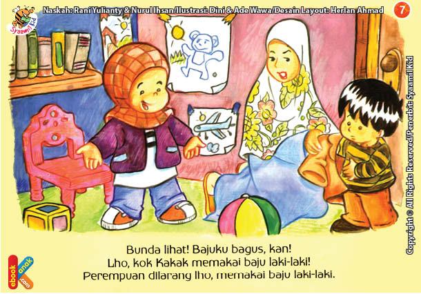 Seri Kebiasaan Anak Shalih: Bagaimana aku berpakaian sesuai jenis kelamin, perempuan dilarang memakai pakaian laki-laki. (ebookanak.com)