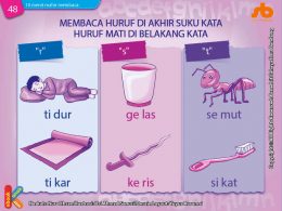 baca dan download gratis 10 menit mahir membaca, Membaca Huruf di Akhir Suku Kata Huruf Mati di Belakang Kata r, s, dan t
