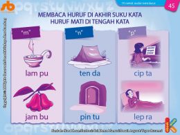 baca dan download gratis 10 menit mahir membaca, Membaca Huruf di Akhir Suku Kata Huruf Mati di Tengah Kata m, n, dan p
