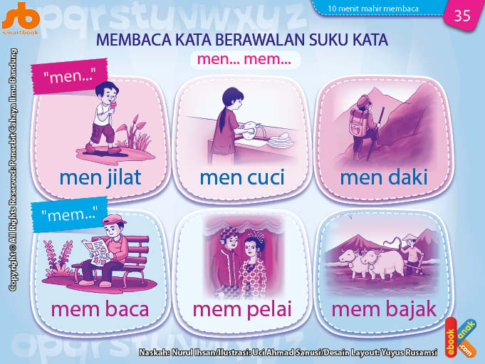 baca dan download gratis 10 menit mahir membaca, Membaca Kata Berawalan Suku Kata “men…” dan ” mem…”