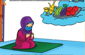 ilustrasi seri belajar islam sejak usia dini mengenal asmaul husna, Allah Memuliakan Maryam dengan Hidangan Turun dari Langit
