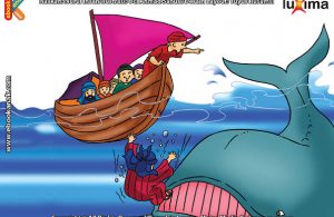 ilustrasi seri belajar islam sejak usia dini mengenal asmaul husna, Allah Menyelamatkan Nabi Yunus dari dalam Perut Ikan Paus