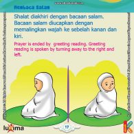 ebook seri belajar islam sejak usia dini Ayo Kita Shalat, Bacaan Salam Diucapkan dengan Memalingkan Wajah ke Kanan dan Kiri