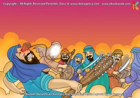 ilustrasi cinta nabi pahlawanku, Lemparan Batu Nabi Daud Berhasil Merobohkan Jalut