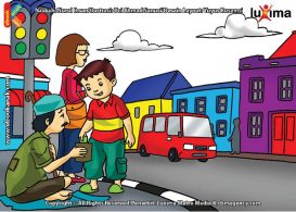 ilustrasi seri belajar islam sejak usia dini aku senang bersedekah, Alif Bersedekah kepada Seorang Pengemis Buta di Jalan