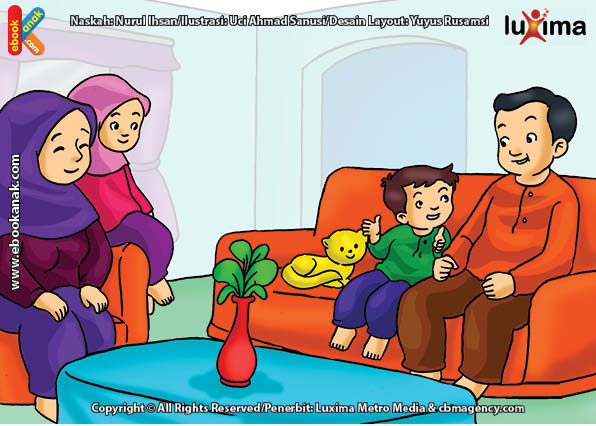 ilustrasi seri belajar islam sejak usia dini aku senang bersedekah, Alif Menceritakan Tentang Sedekahnya Kepada Keluarga di Rumah