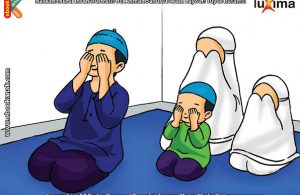 ilustrasi seri belajar islam sejak usia dini aku suka berdoa, Alif Mengusap Muka Selesai Berdoa