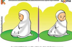 ilustrasi seri belajar islam sejak usia dini ayo kita shalat, Bacaan Salam Diucapkan dengan Memalingkan Wajah ke Kanan dan Kiri