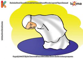 ilustrasi seri belajar islam sejak usia dini ayo kita shalat, Ketika Ruku Bunda Membungkukkan Badan Sehingga Punggung dan Kepala Jadi Rata