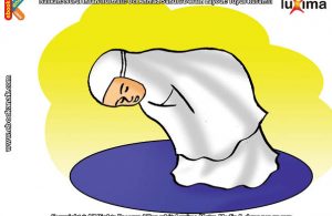 ilustrasi seri belajar islam sejak usia dini ayo kita shalat, Ketika Ruku Bunda Membungkukkan Badan Sehingga Punggung dan Kepala Jadi Rata
