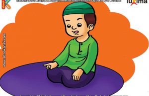 ilustrasi seri belajar islam sejak usia dini ayo kita shalat, Membaca Shalawat pada Nabi Muhammad dan Nabi Ibrahim pada Tasyahud Akhir