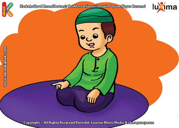 ilustrasi seri belajar islam sejak usia dini ayo kita shalat, Membaca Shalawat pada Nabi Muhammad dan Nabi Ibrahim pada Tasyahud Akhir