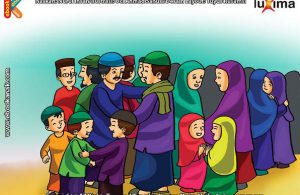 ilustrasi-seri-belajar-islam-sejak-usia-dini-ayo-kita-shalat-Shalat-Idul-Fitri-Dua-Rokaat-di-Lapangan