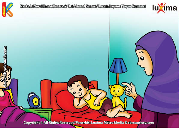 ilustrasi seri belajar islam sejak usia dini ayo belajar hadits, Kata Nabi Jangan Tidur Tanpa Memakai Pakaian